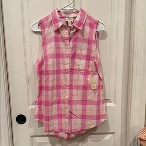St. John's Bay Pink Checkered Sleeveless Top